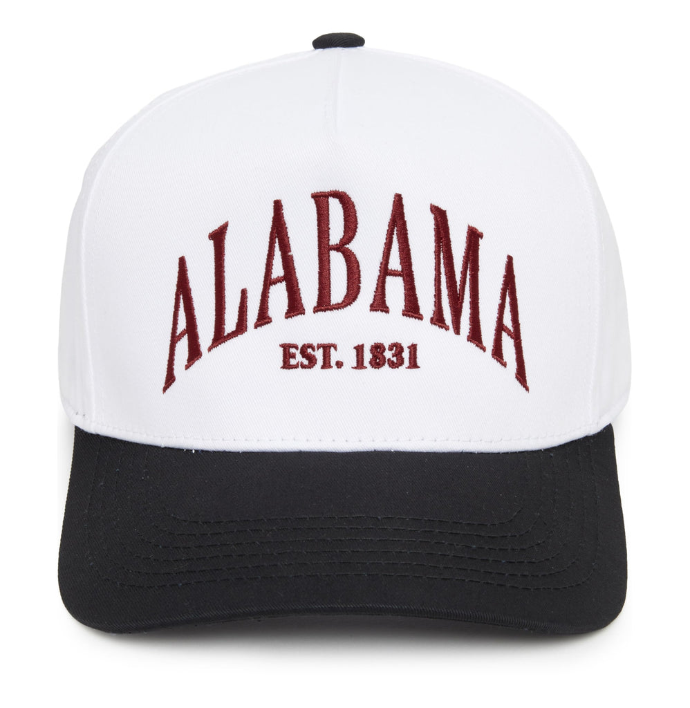 Two-Tone Canvas Snapback Baseball Cap - Alabama - Black/White