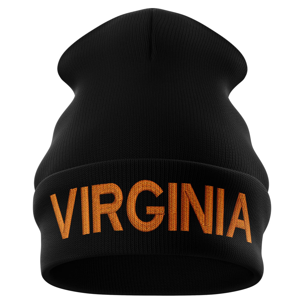 Printbox Originals Virginia Beanie Hat for Men, Virginia Football Hat, Fully Embroidered Hat, Virginia Gifts Black