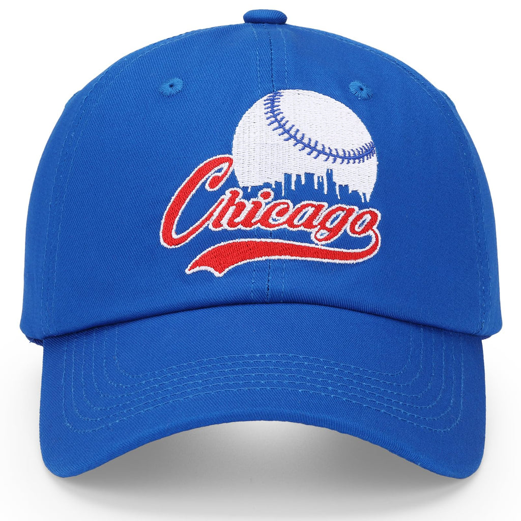 Fcexanthon Personnalisation City Embroidered Baseball Hat for Men Women Youth Team Color Cap Trucker Hats Fans Gifts (US, Alpha, One Size, CHI-Blue)