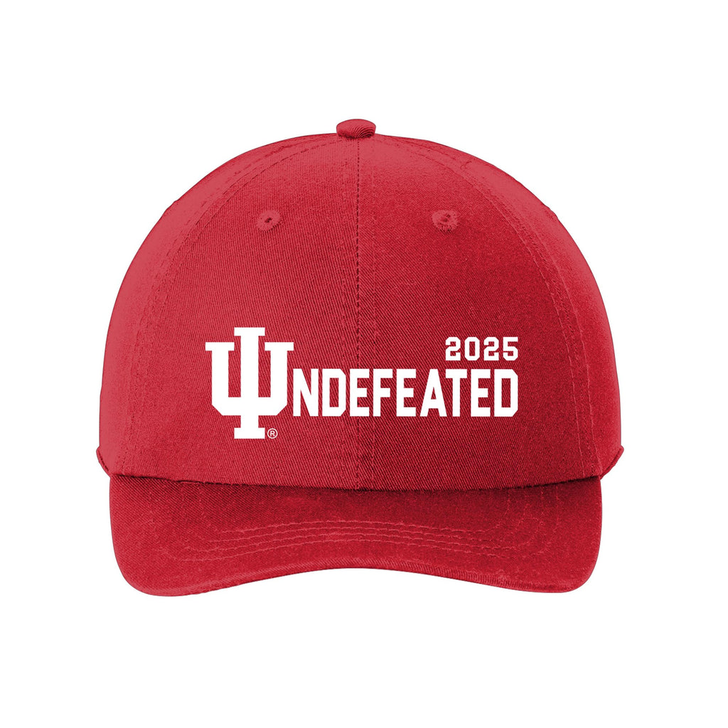 UGP Campus Apparel HT950J - Indiana Hoosiers 2025 Undefeated - Sports Team Washed Twill Cap - One Size - Red