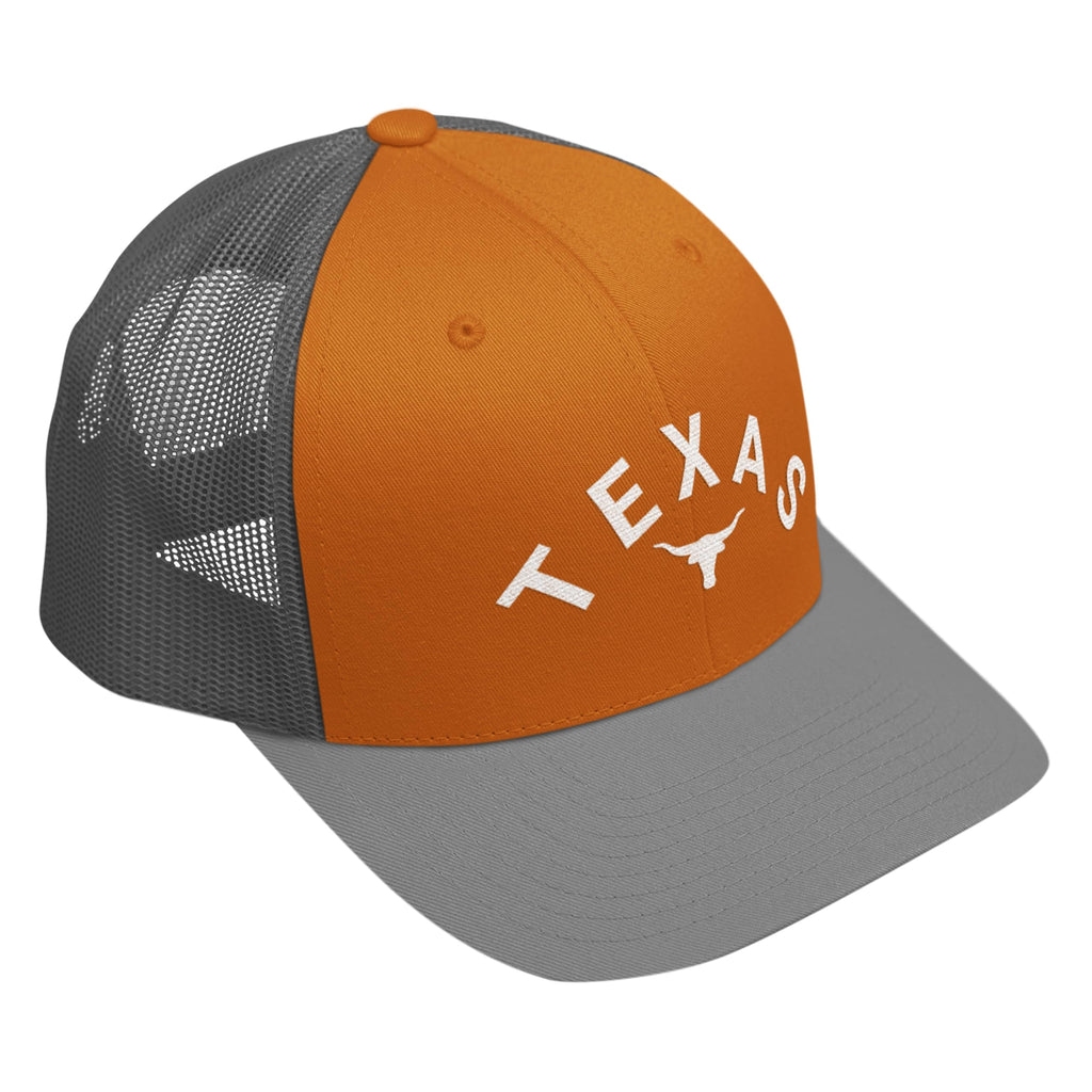Printbox Originals Texas Longhorn Trucker Cap, Longhorn Embroidered Hat, Snapback Adjustable Closure Baseball Caps