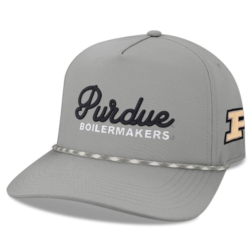 Legacy NCAA Officially Licensed Rope Hat, Purdue Boilermakers, Lightweight Cap for Men & Women, Caddy Adjustable (Caddy), Grey/Grey White Rope, One Size Fits Most, Snapback Closure