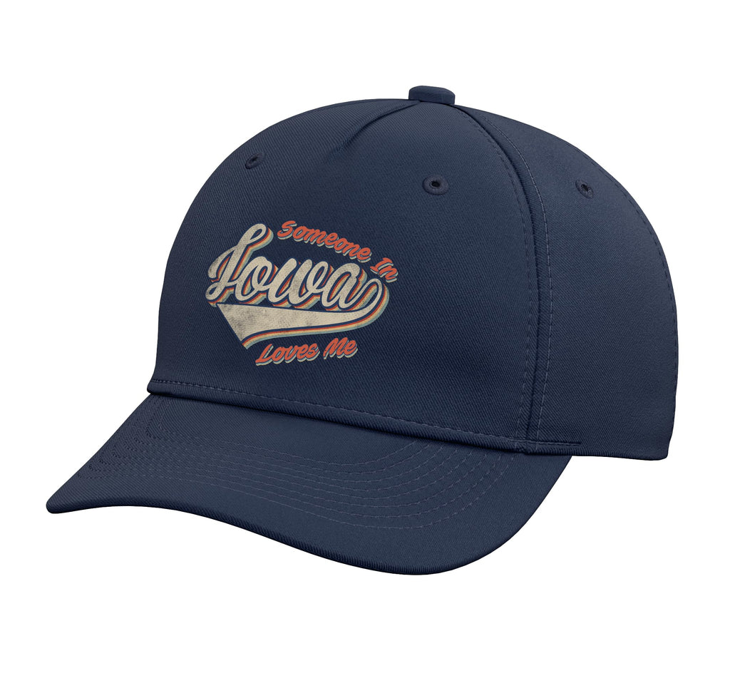 Someone in Iowa Loves Me Retro State Vintage Adjustable Printed Baseball Hat, Navy Blue