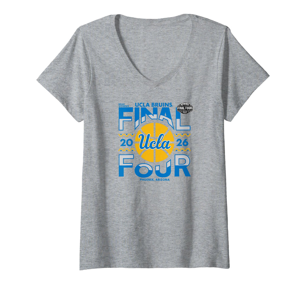 Women's UCLA Bruins Final Four 2026 Women's Basketball Gray V-Neck T-Shirt