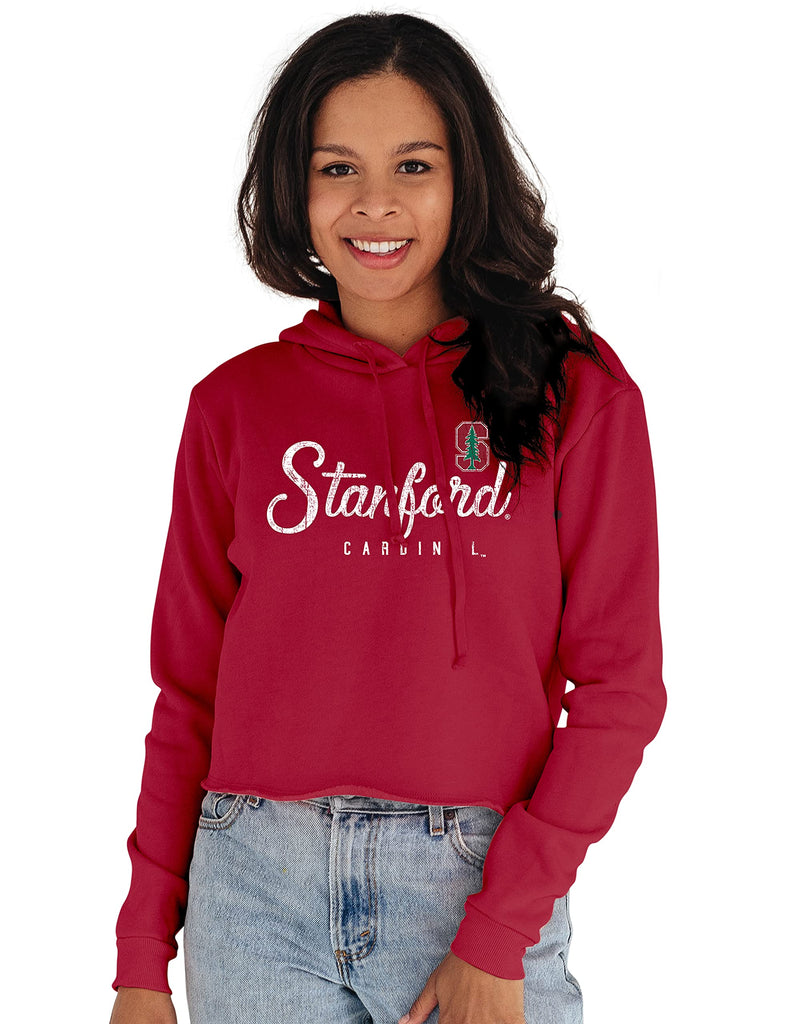 Blue 84 Women's Stanford Cardinal Vintage Crop Hoodie, Stanford Cardinal, Medium