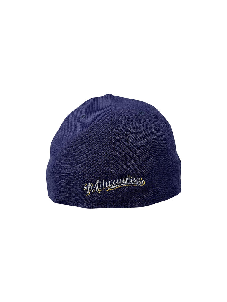 New Era Milwaukee Brewers Fitted 39Thirty MLB Curve Brim Baseball Cap 3930 (M/L, Blue Team Classic)