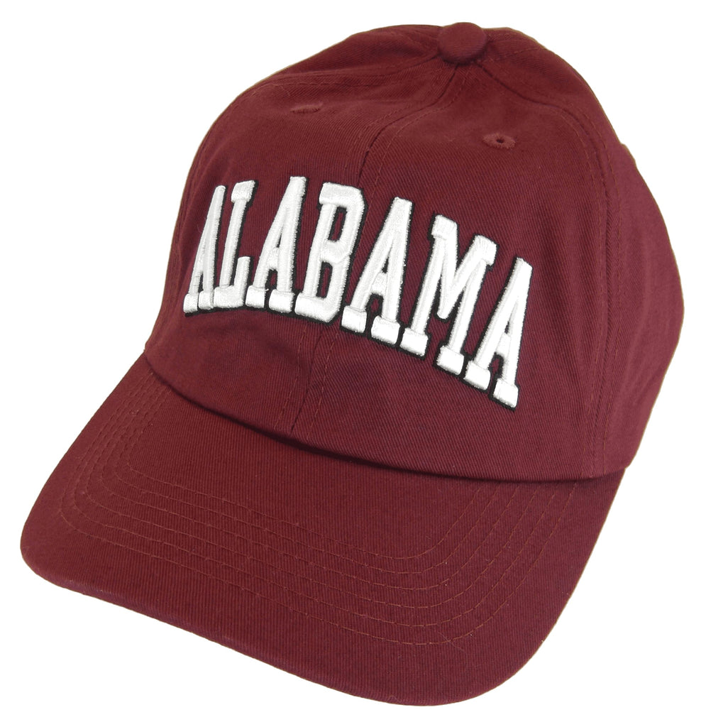 Alabama Buckle Back Adjustable Cotton Baseball Cap (Crimson/White Script)