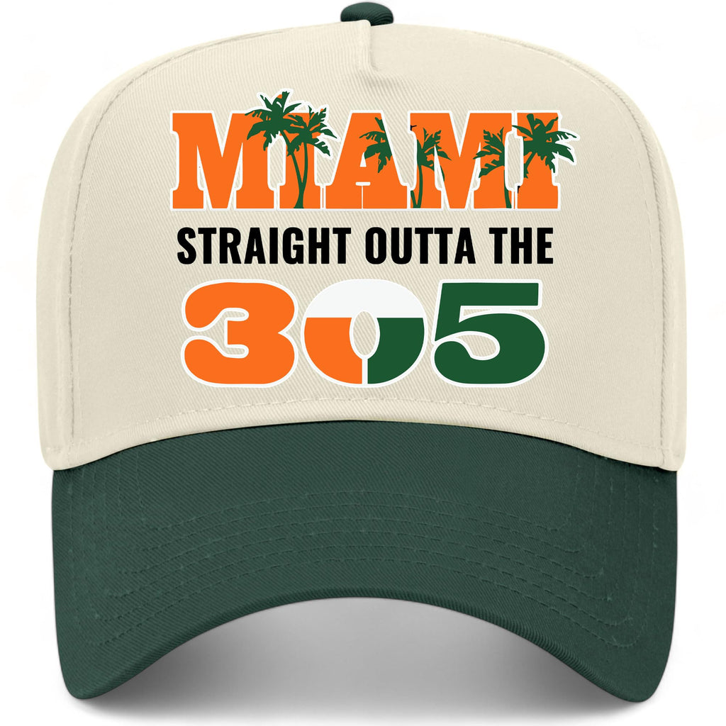 Miami Straight Outta The 305 Hat | Premium Adjustable Snapback Baseball Trucker Hats for Men & Women (US, Alpha, One Size, Green/Natural)