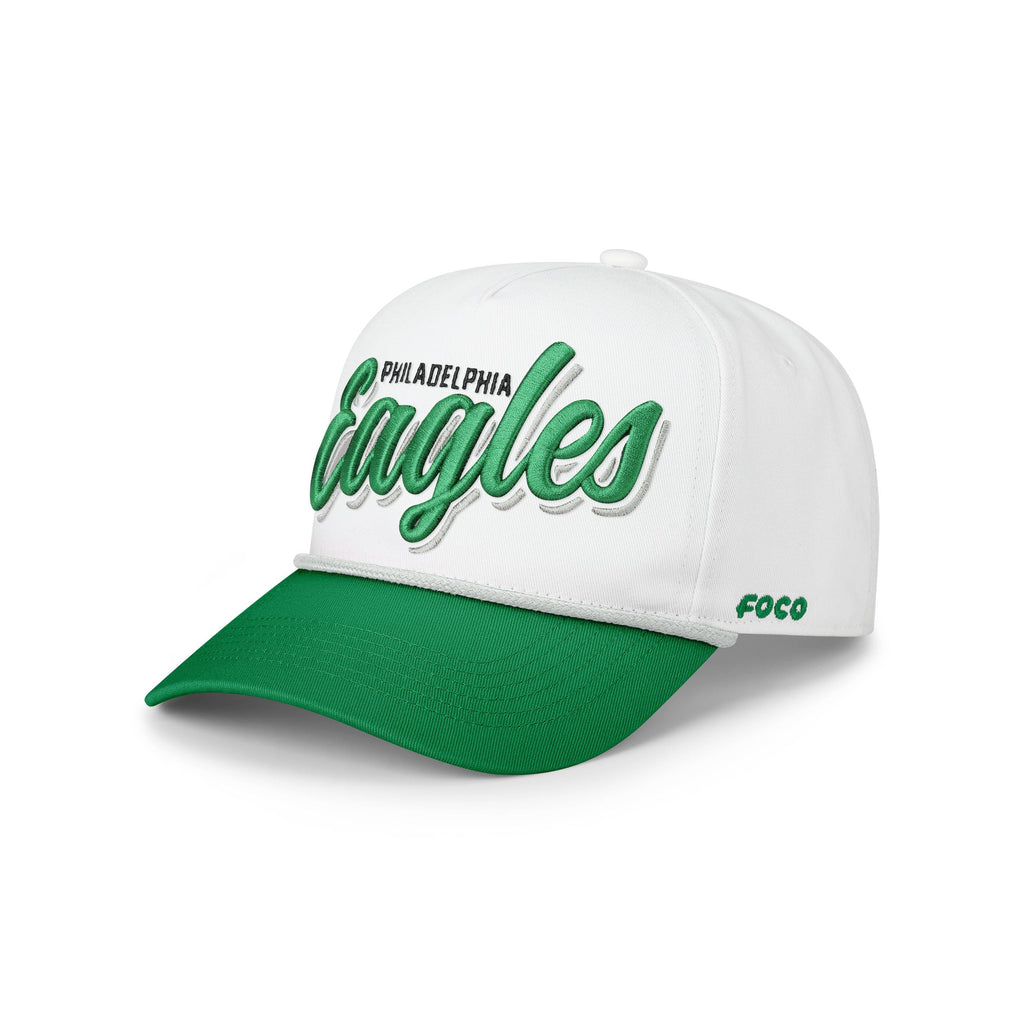 FOCO Philadelphia Eagles NFL Monty Script Marquee RF Cap - White/Kelly Green
