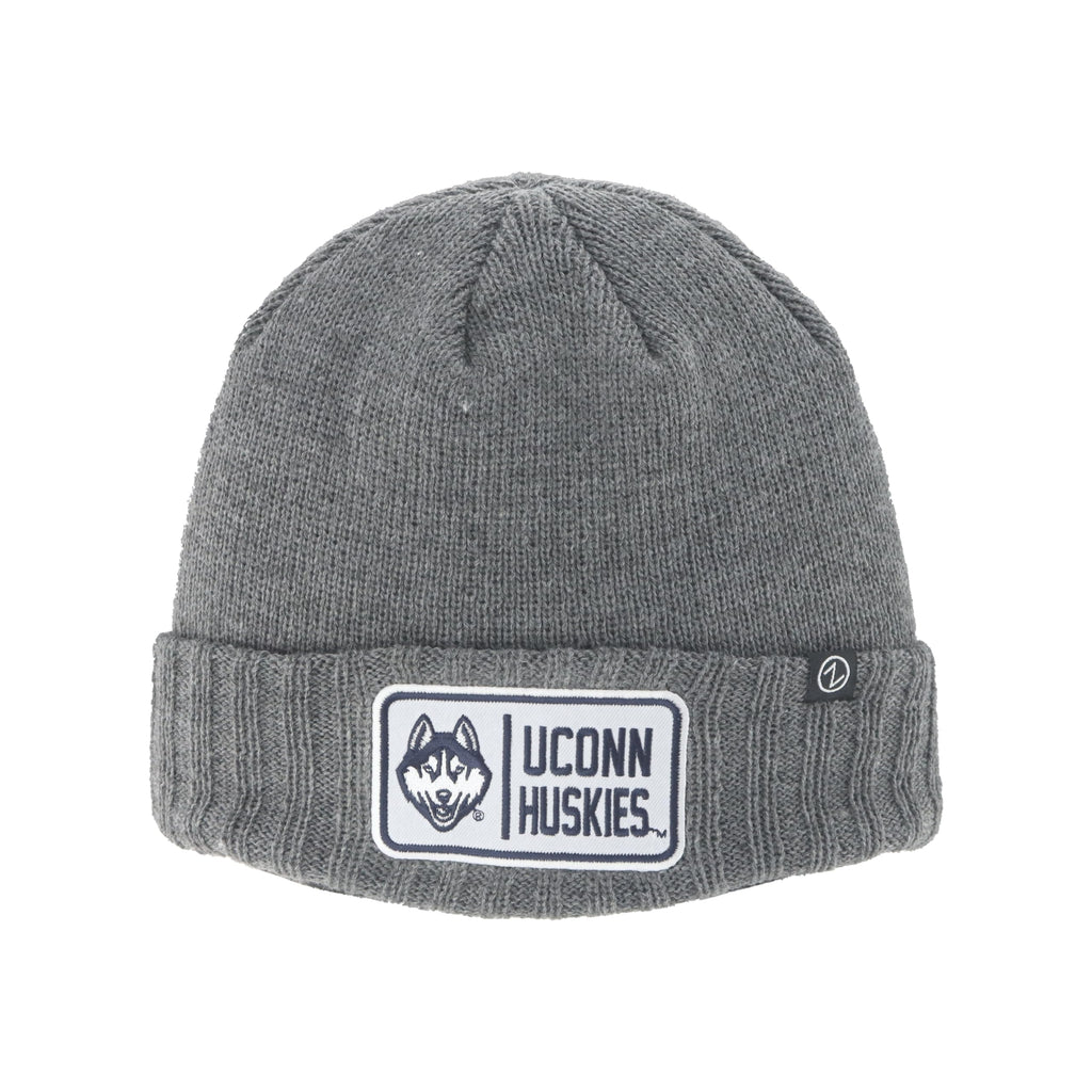 Connecticut Huskies NCAA Officially Licensed Beanie Hat Ranger Patch Defer Light Gray