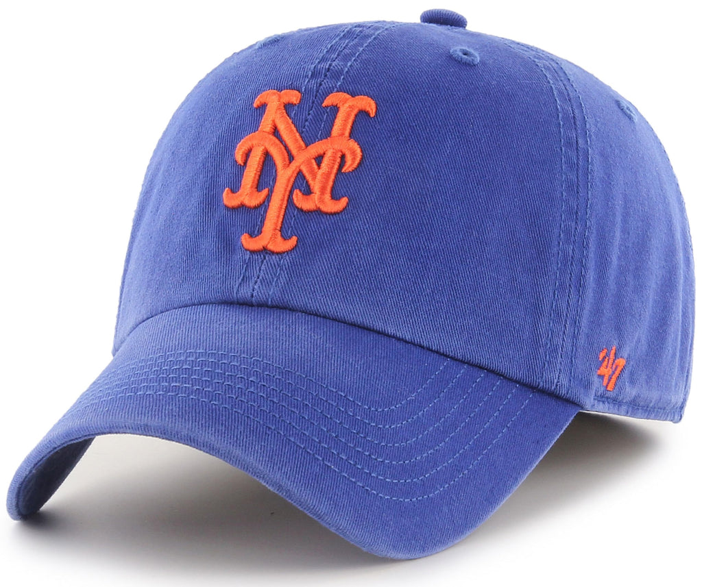 47 MLB Team Color Primary Logo Franchise Fitted Baseball Hat Cap, Unisex Adult - New York Mets - Blue (Small)