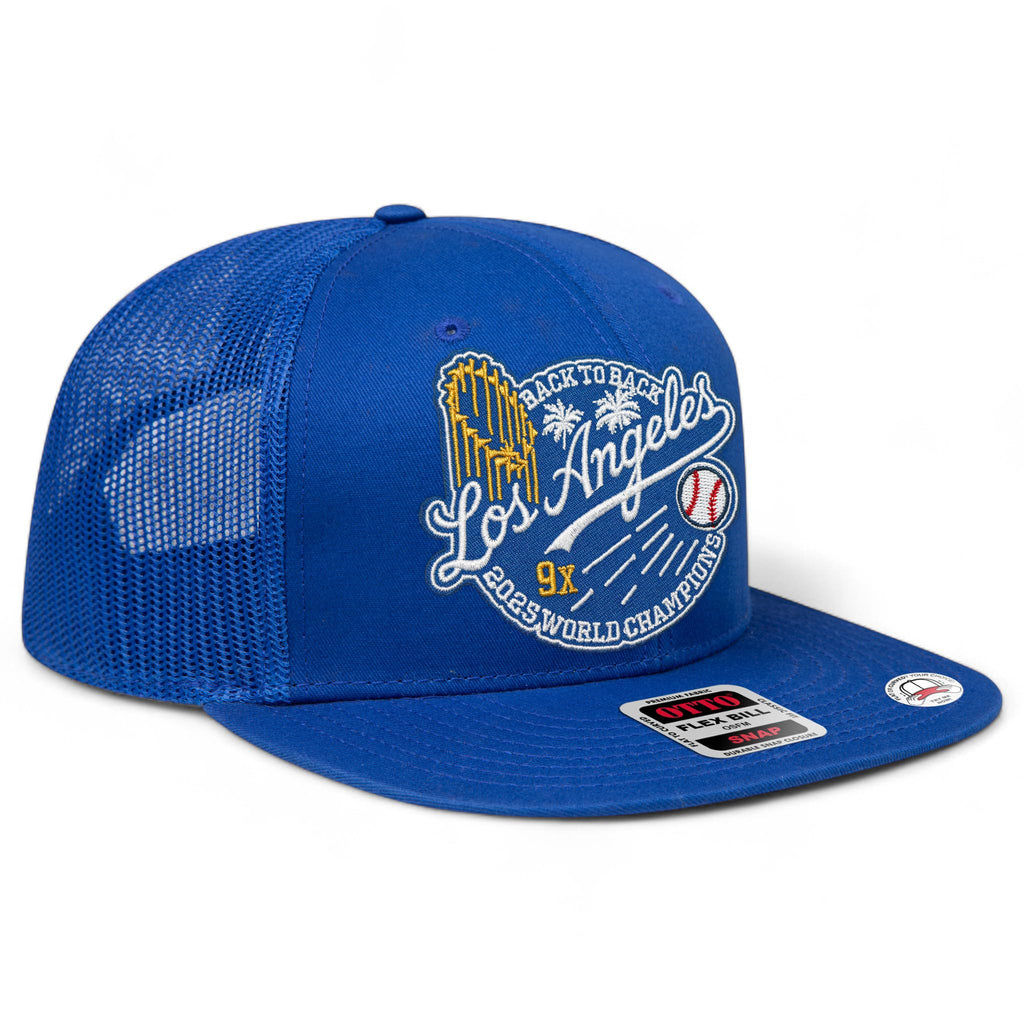 Baseball 2025 World & League Champions Patch Mesh Back 6-Panel Flat Bill Pro Hat | Los Angeles LA | Snapback for Men & Women (US, Alpha, One Size, Royal Mesh Flat Bill Los Angeles)