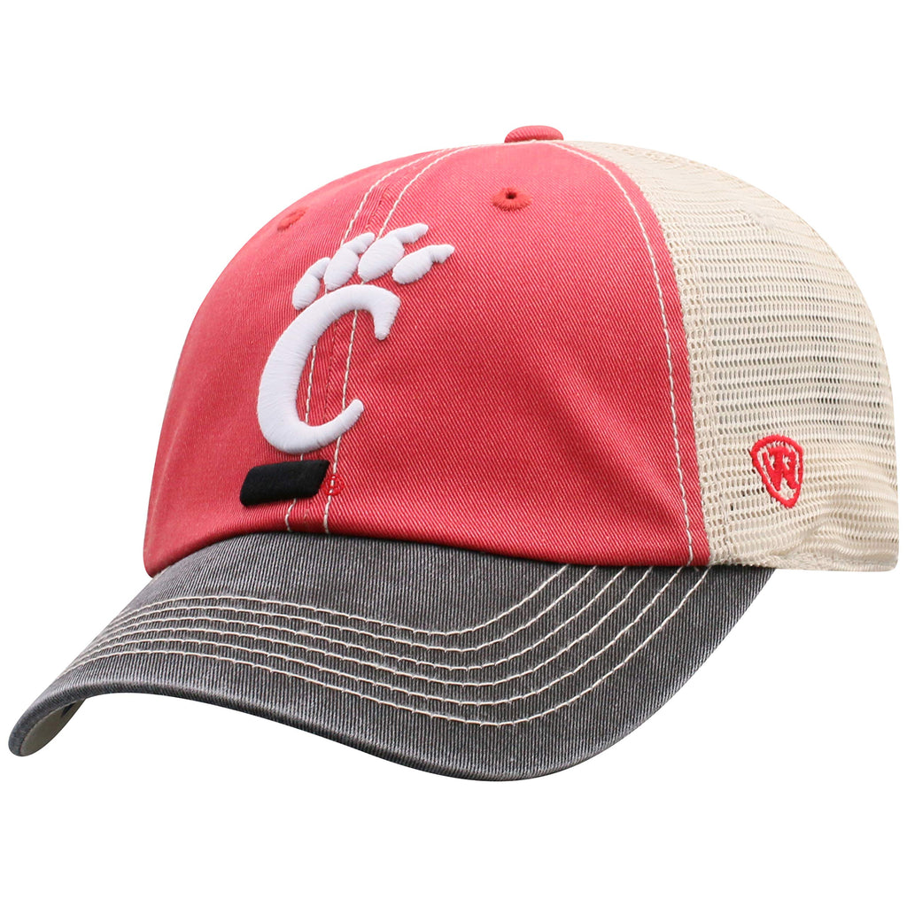 Top of the World Cincinnati Bearcats Men's Relaxed Fit Adjustable Mesh Offroad Hat Team Color Icon, Adjustable