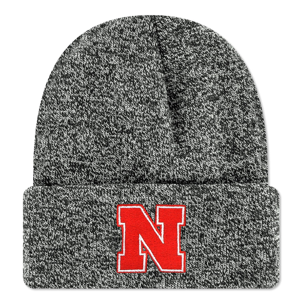 Legacy NCAA Officially Licensed Ribbed Knit Cuff Beanie, Nebraska Cornhuskers, Unisex, Black Marled, One Size Fits Most