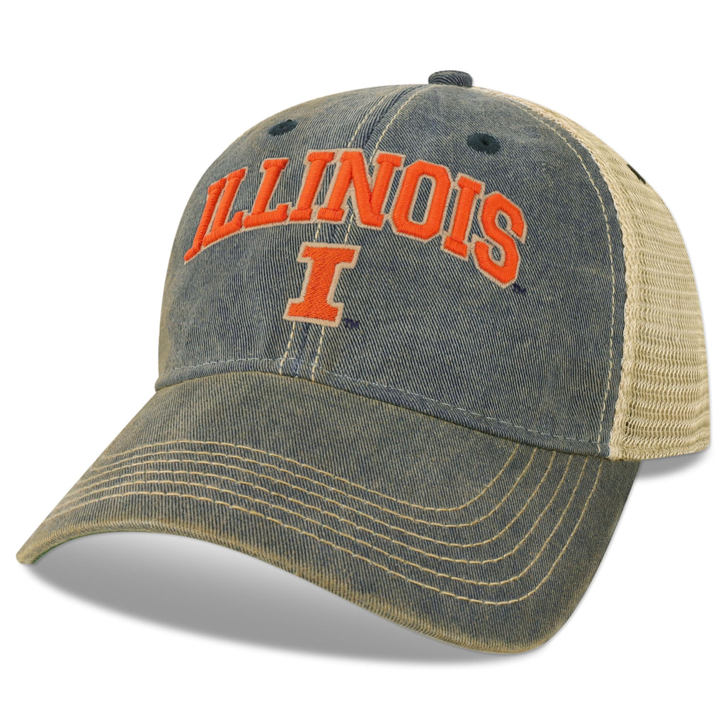 Legacy NCAA Officially Licensed Baseball Hat, Illinois Illini, Lightweight Cap for Men & Women, Old Favorite Trucker Adjustable (OFA), Navy Trucker, One Size Fits Most, Snapback Closure