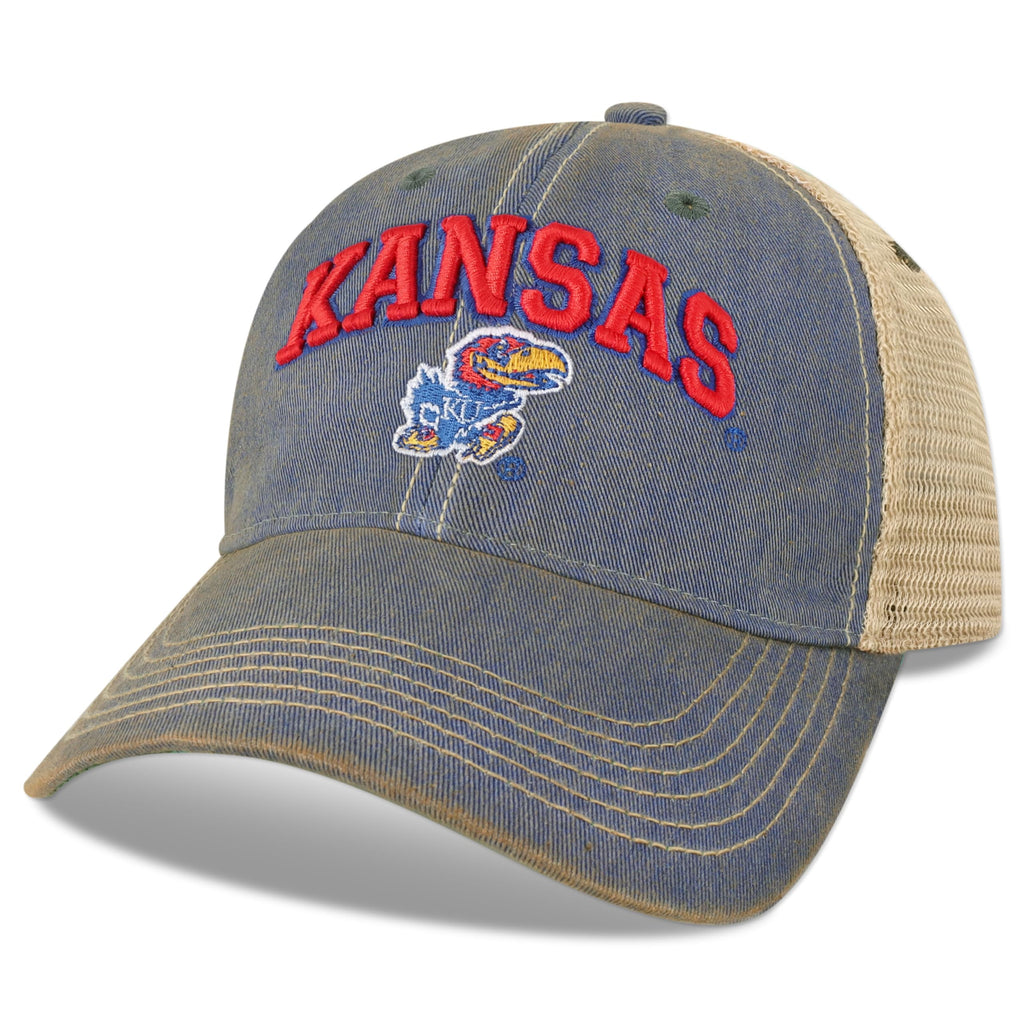 Legacy NCAA Officially Licensed Baseball Hat, Kansas Jayhawks, Lightweight Cap for Men & Women, Old Favorite Trucker Adjustable (OFA), Blue Trucker, One Size Fits Most, Snapback Closure