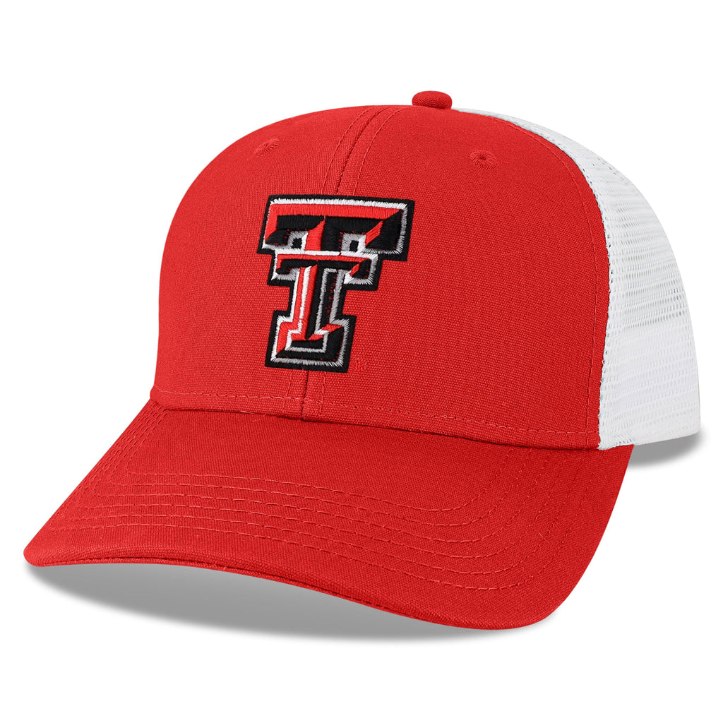 Legacy NCAA Officially Licensed Baseball Hat, Texas Tech Red Raiders, Lightweight Cap for Men & Women, Mid-Pro Snapback Adjustable (MPS), Scarlet/White Trucker, One Size Fits Most, Snapback Closure