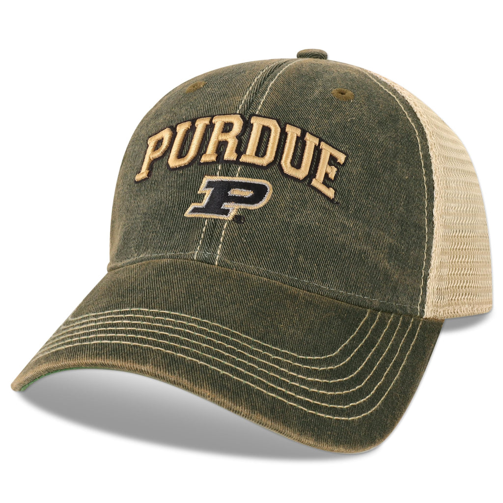 Legacy NCAA Officially Licensed Baseball Hat, Purdue Boilermakers, Lightweight Cap for Men & Women, Old Favorite Trucker Adjustable (OFA), Black Trucker, One Size Fits Most, Snapback Closure
