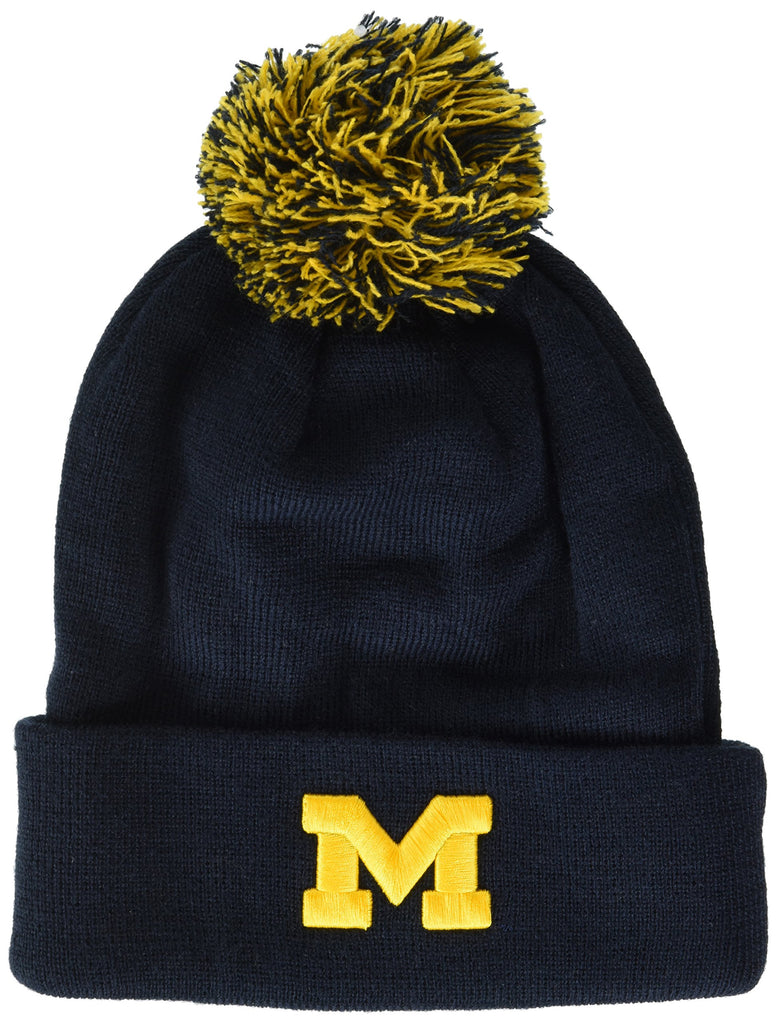 NCAA Zephyr Michigan Wolverines Mens Pom Knit Beanie, Adjustable, Team Color