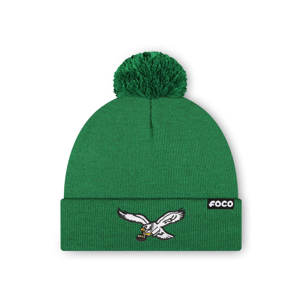 FOCO Philadelphia Eagles NFL Basic Retro Logo Pom Beanie - Kelly Green