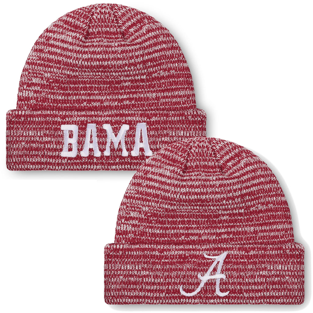 FOCO NCAA Adult Official Marled Cold Weather Cuffed Knit Beanie in Clear Holiday Ball Ornament (US, Alpha, One Size, Alabama Crimson Tide - Red, Alabama Crimson Tide)