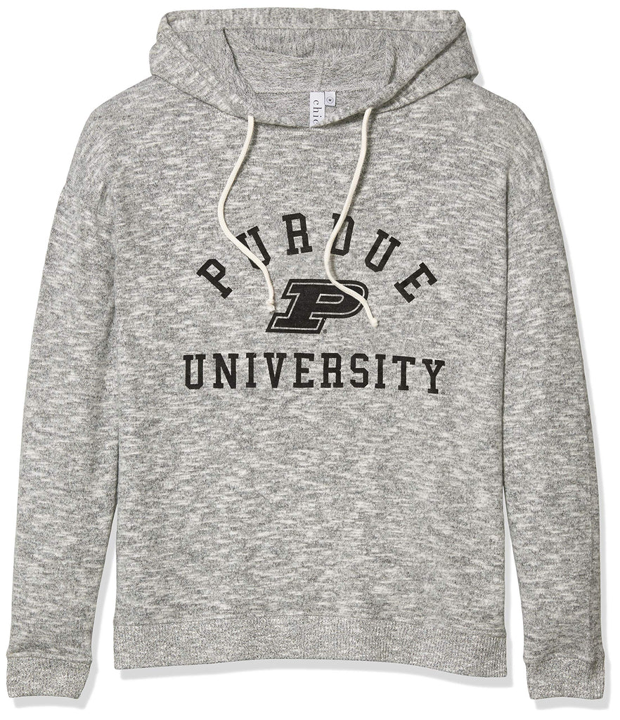 Chicka-d Purdue Boilermakers Women's Cozy Fleece Hoodie Heather Grey, Medium