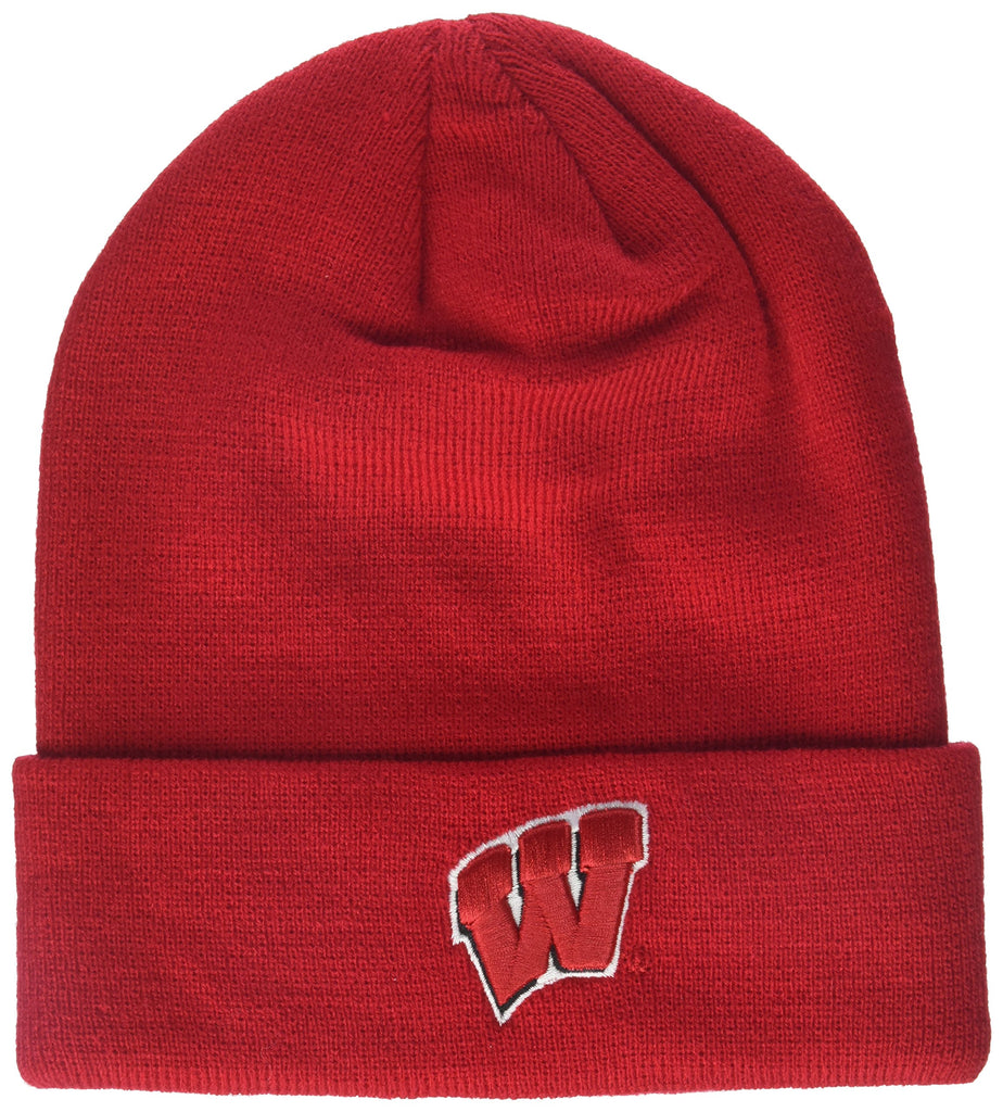 NCAA Zephyr Wisconsin Badgers Mens Cuff Knit Beanie, Adjustable, Team Color