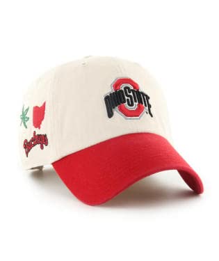 '47 NCAA Men's Local Bone Clean Up Adjustable Hat - Natural (Ohio State Buckeyes)