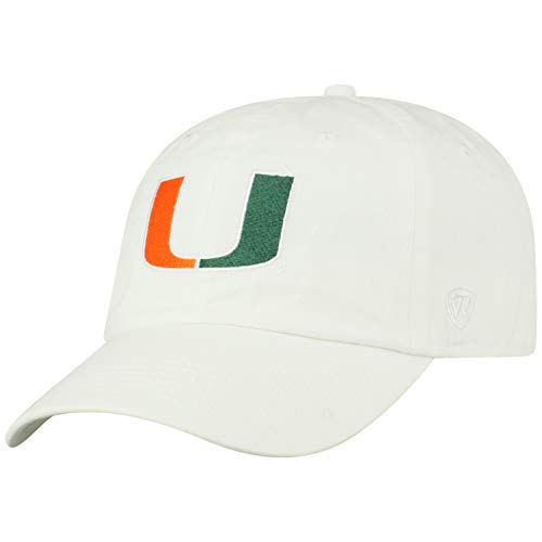 Top of the World Miami Hurricanes Men's Adjustable, One Size Relaxed Fit White Icon hat, Adjustable, One Size