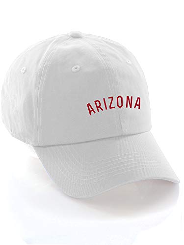 Daxton USA Cities Baseball Dad Hat Cap Cotton Unstructure Low Profile Strapback - Arizona White Red