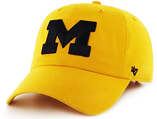 Michigan Wolverines Mens Womens Clean Up Adjustable Strapback Gold Hat by '47