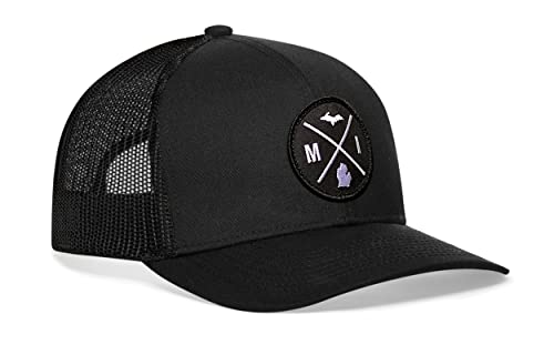 HAKA Michigan Hat – MI Trucker Hat for Men & Women, Adjustable Baseball Cap, Mesh Snapback, Outdoor Golf Hat - Black