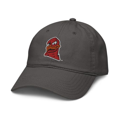 Elite Authentics Virginia Tech Hokies Mascot Officially Licensed Adjustable Baseball Hat, Asphalt Grey, One Size