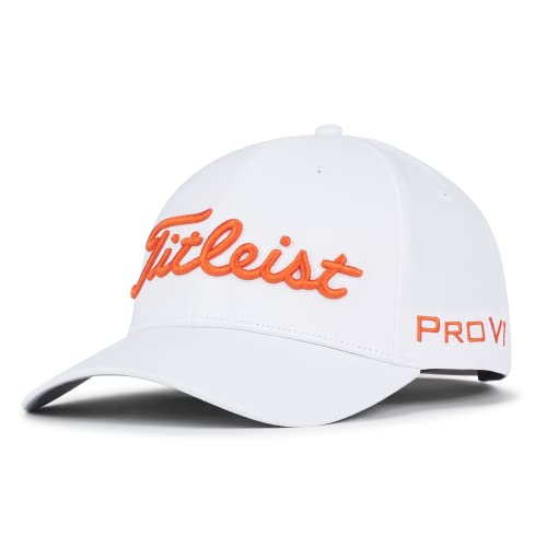 Titleist Men's Standard Tour Performance Golf Hat, White/Flame, OSF