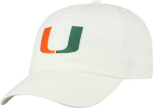 Collegiate Hats - Fitted Caps Adjustable Hats and Snapbacks Available (Adjustable Hat, Miami White)