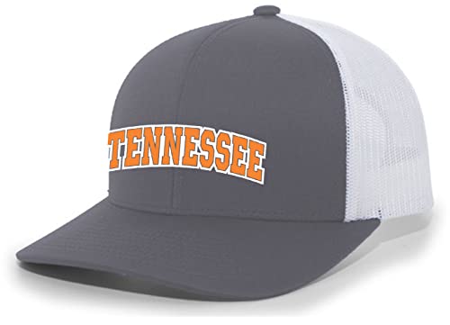 Trenz Shirt Company Mens Tennessee Hat Football Team Color Orange and White Embroidered Mesh Back Trucker Hat-Charcoal/White