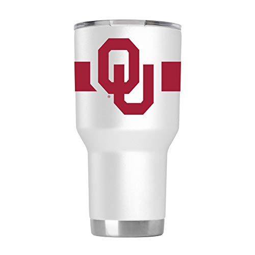 Gametime Sidekicks Oklahoma 30oz White Tumbler - Officially Licensed, 18/8 Stainless Steel, Double-walled, Vacuum-insulated, UV LED Printed Logos, Sweatless, Stays Hot/Cold - 360 Wrap