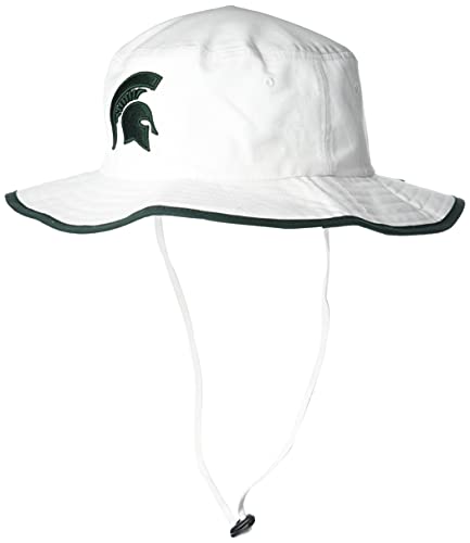 Zephyr NCAA Michigan State Spartans Mens Bucket Hat Pontoon Trim, Michigan State Spartans White, Large