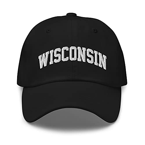 Wisconsin Vintage State Athletic Style Dad hat Black