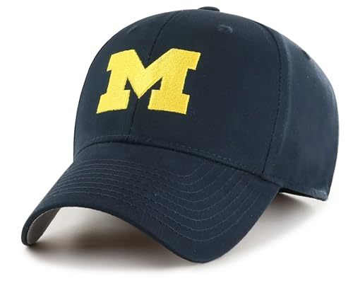 Officially Licensed Michigan University Navy Blue MVP Hat Classic Team Logo Adjustable Embroidered Solid Cap