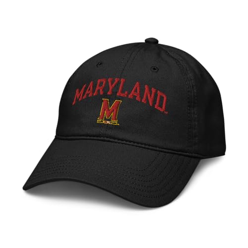 Elite Authentics Maryland Terrapins Arch Over Officially Licensed Adjustable Baseball Hat, Black, One Size