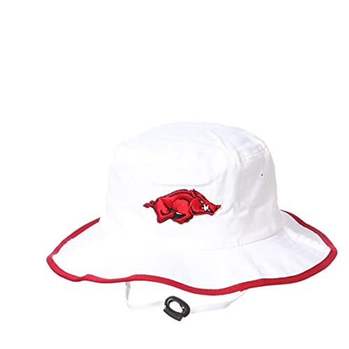 Zephyr NCAA Arkansas Razorbacks Mens Bucket Hat Pontoon Trim, Arkansas Razorbacks White, Large