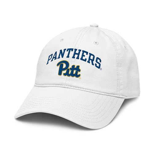 Elite Authentics Pittsburgh Panthers Arched Logo Officially Licensed Adjustable Baseball Hat, White, One Size