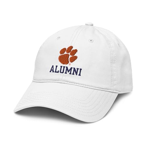 Elite Authentics Clemson Tigers Alumni Logo Officially Licensed Adjustable Baseball Hat, White, One Size