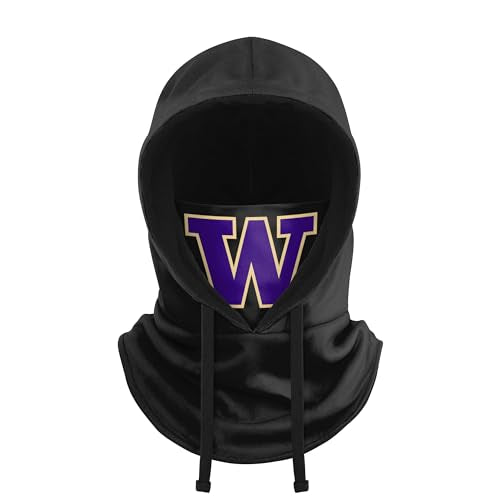 FOCO Washington Huskies NCAA Black Drawstring Hooded Gaiter