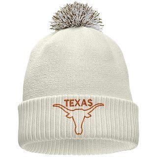 Printbox Originals Longhorn Beanie Hat for Men Knit Cuff with POM, Texas Embroidered Fan Gameday Austin Off-White