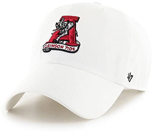 Alabama Crimson Tide Mens Womens Vintage Clean Up Adjustable Strapback Cotton White Hat by '47 Brand