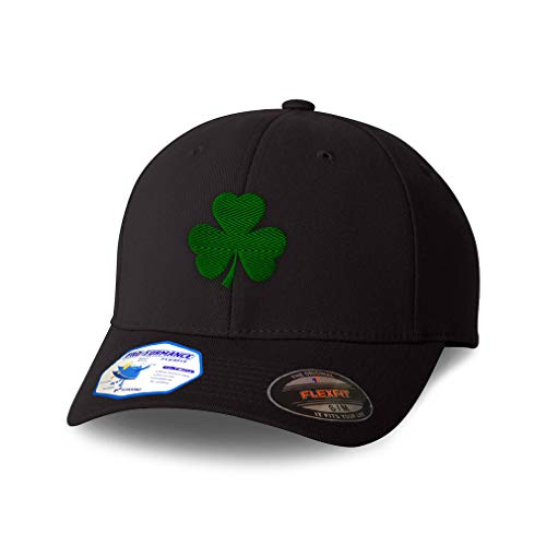 Flexfit Hats for Men & Women Shamrock Irish Embroidery Polyester Dad Hat Baseball Cap Black Design Only Large XLarge