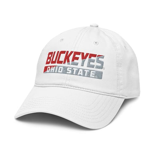 Elite Authentics Ohio State Buckeyes Split White Officially Licensed Adjustable Baseball Hat, One Size