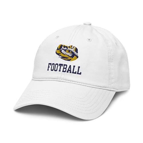 Elite Authentics LSU Tigers Football Logo Officially Licensed Adjustable Baseball Hat, White, One Size